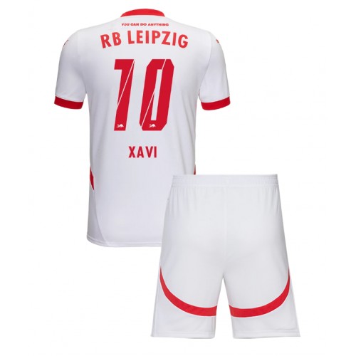 Otroški Nogometni dresi RB Leipzig Xavi Simons #10 Domači 2024-25 Kratek Rokav (+ Kratke hlače)